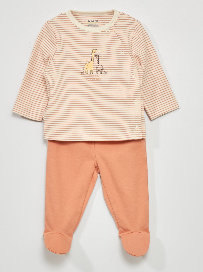 Ensemble pyjama - 2 pièces Blanc rayé - Kiabi