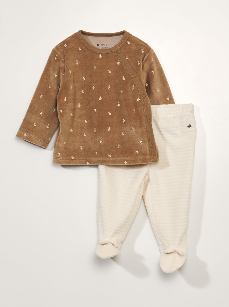 Ensemble pyjama - 2 pièces Marron/blanc - Kiabi