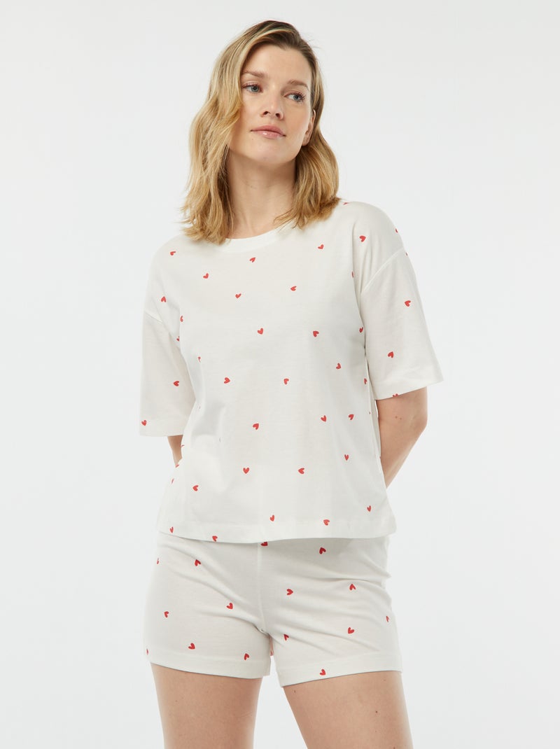 Ensemble pyjama - tee-shirt + short imprimé Blanc - Kiabi