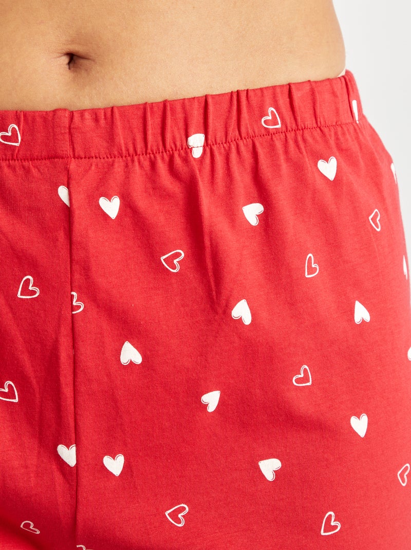 Ensemble pyjama - tee-shirt + short imprimé Blanc/rouge - Kiabi