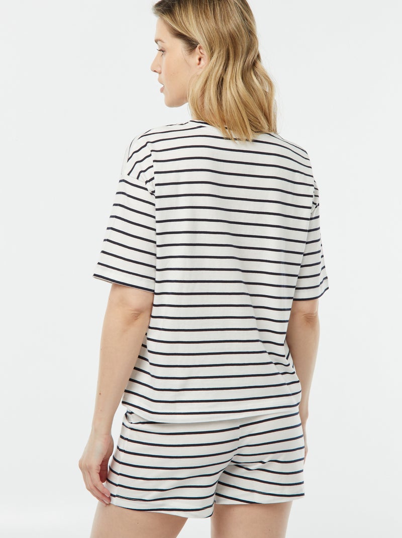 Ensemble pyjama - tee-shirt + short imprimé Marinière - Kiabi