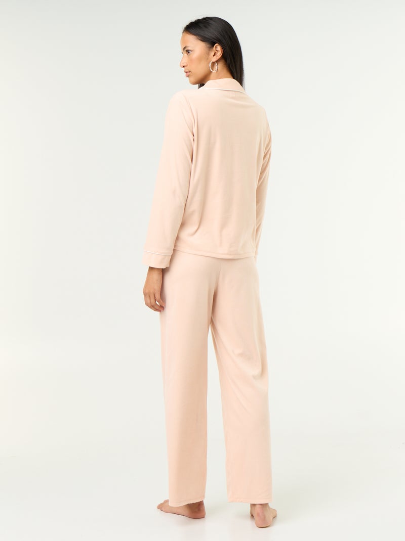 Ensemble pyjama 2 pièces - Chemisier + pantalon Beige - Kiabi