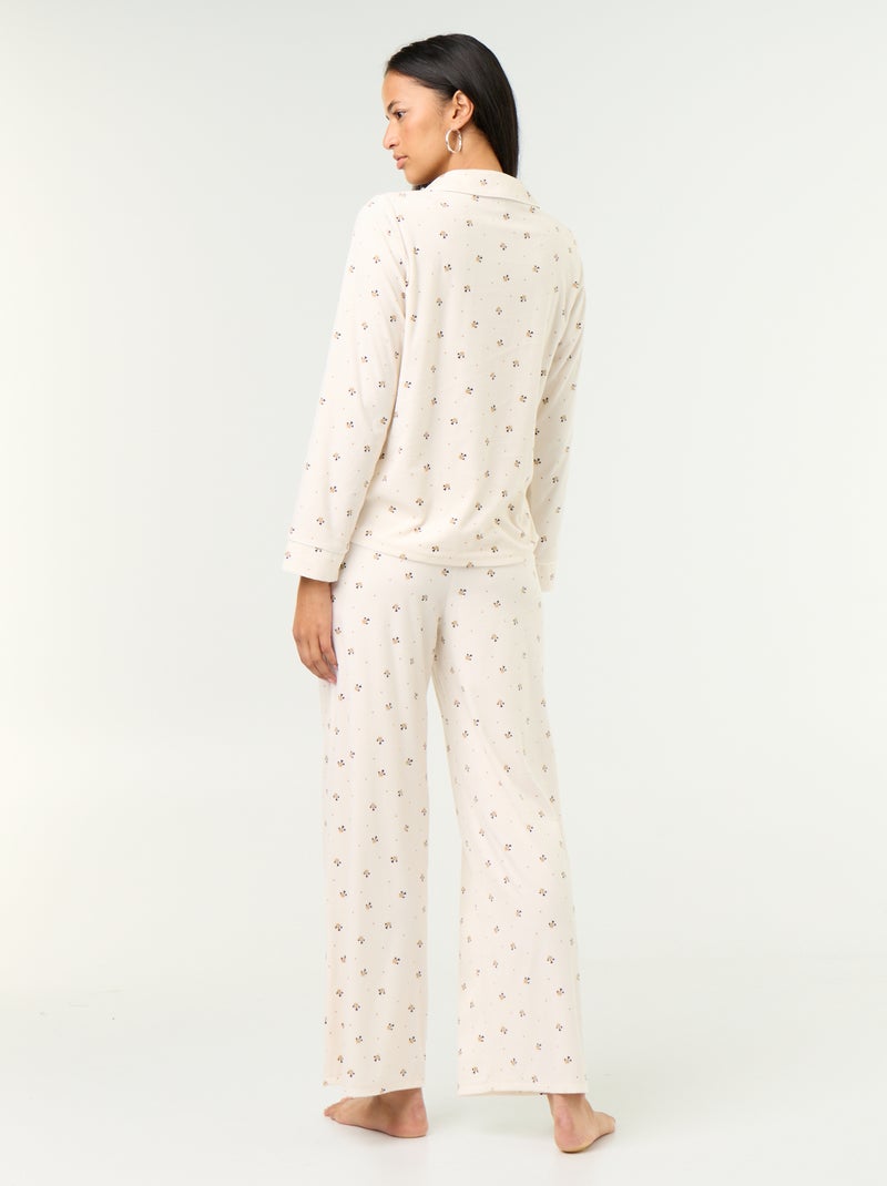 Ensemble pyjama 2 pièces - Chemisier + pantalon Blanc - Kiabi