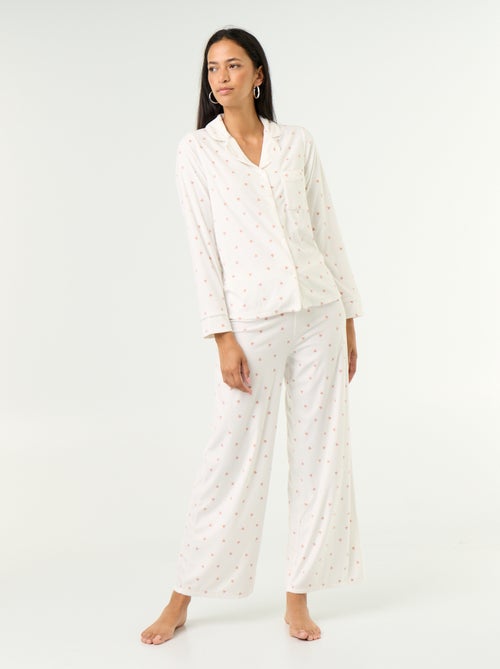 Ensemble pyjama 2 pièces - Chemisier + pantalon - Kiabi Ensemble pyjama 2 pièces - Chemisier + pantalon - Kiabi