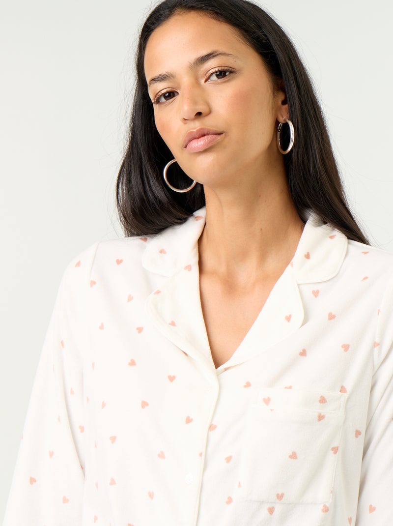 Ensemble pyjama 2 pièces - Chemisier + pantalon Blanc - Kiabi