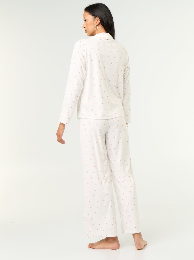 Ensemble pyjama 2 pièces - Chemisier + pantalon Blanc - Kiabi