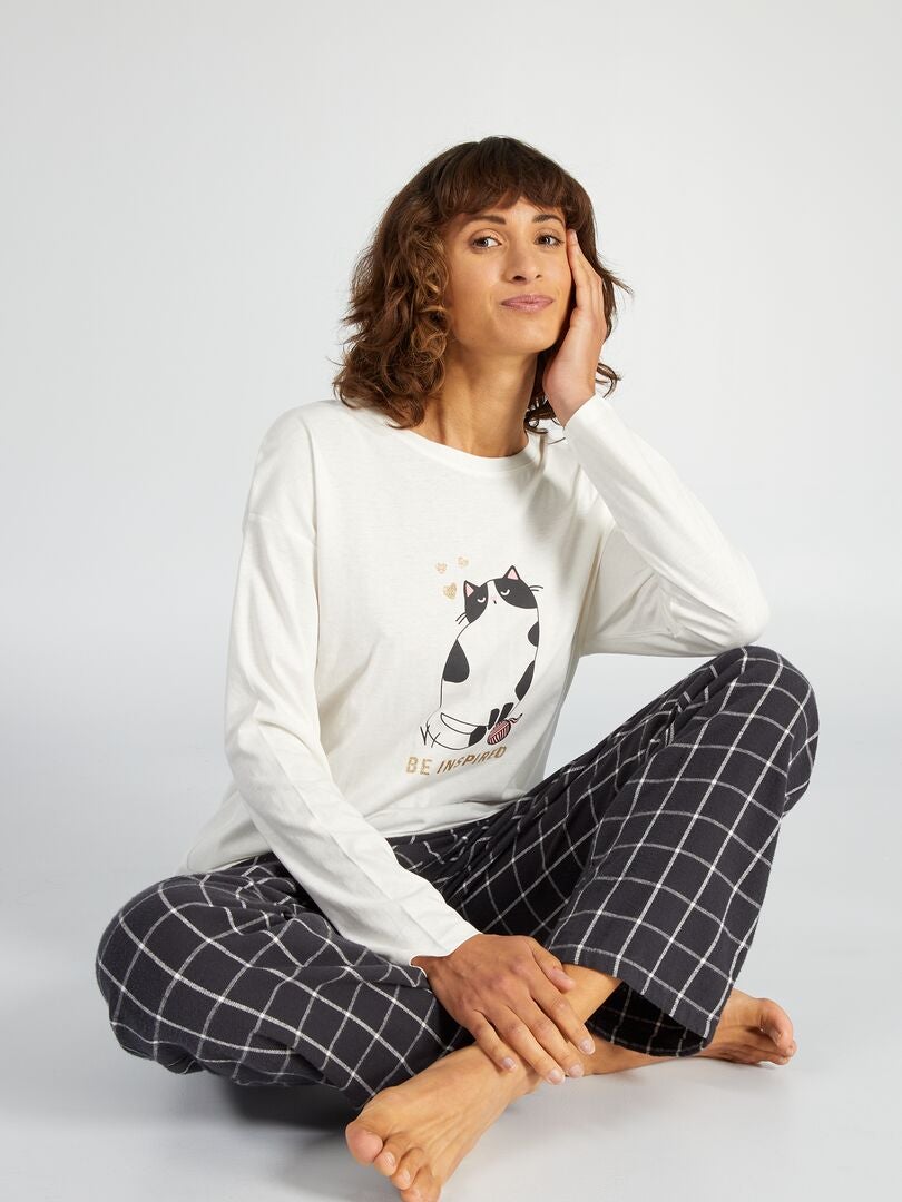 Pyjama élégant pour homme, ensemble 2 pièces, en coton, col rond