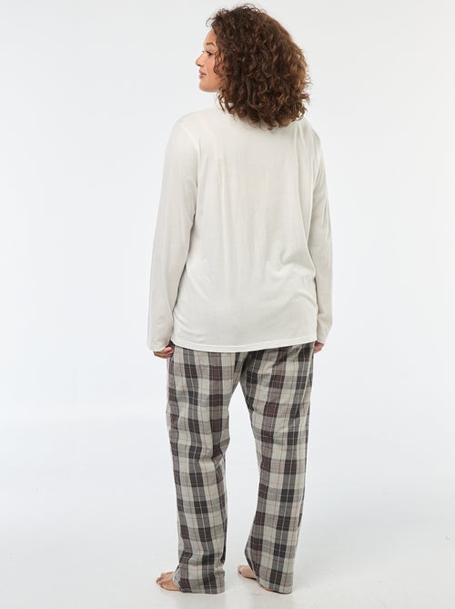 Ensemble pyjama 2 pièces t-shirt + pantalon à carreaux - 2 pièces - Kiabi
