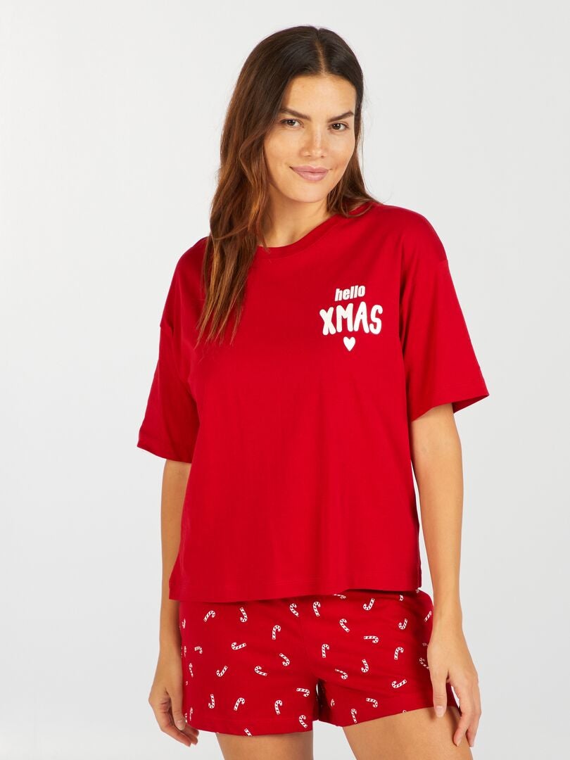 Ensemble pyjama 2 pièces Tee-shirt + short RED XMAS - Kiabi