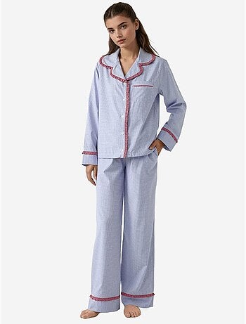 Ensemble pyjama à carreaux et col chemise
