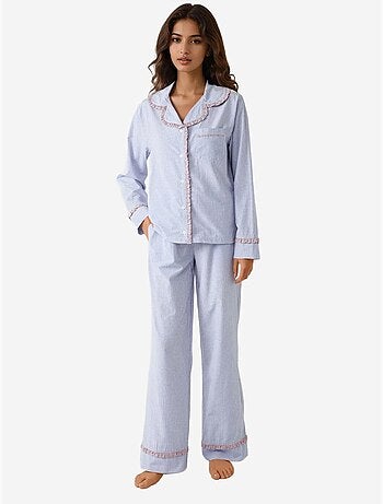 Ensemble pyjama à carreaux et col chemise