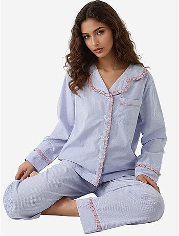 Ensemble pyjama à carreaux et col chemise