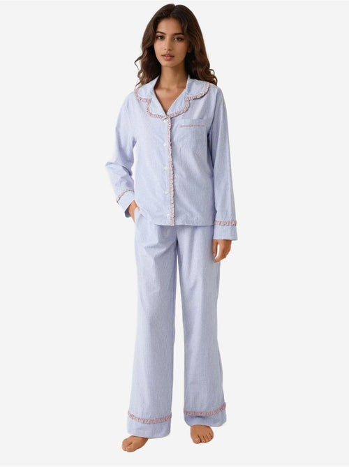 Ensemble pyjama à carreaux et col chemise - Kiabi
