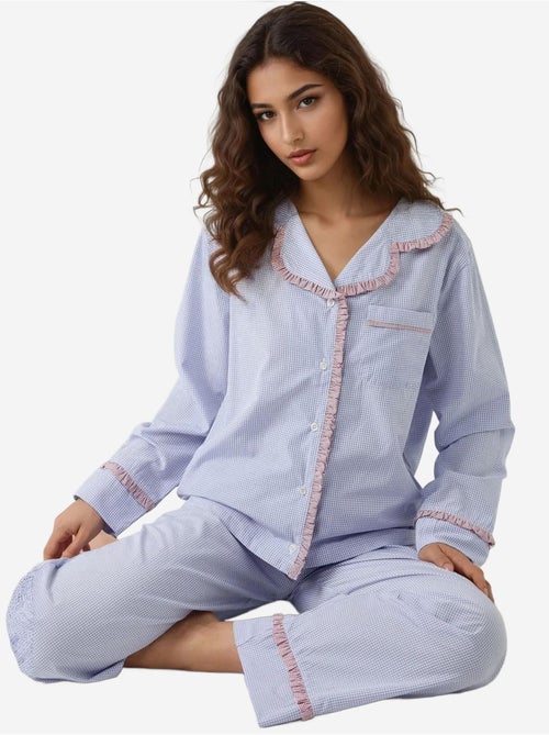 Ensemble pyjama à carreaux et col chemise - Kiabi