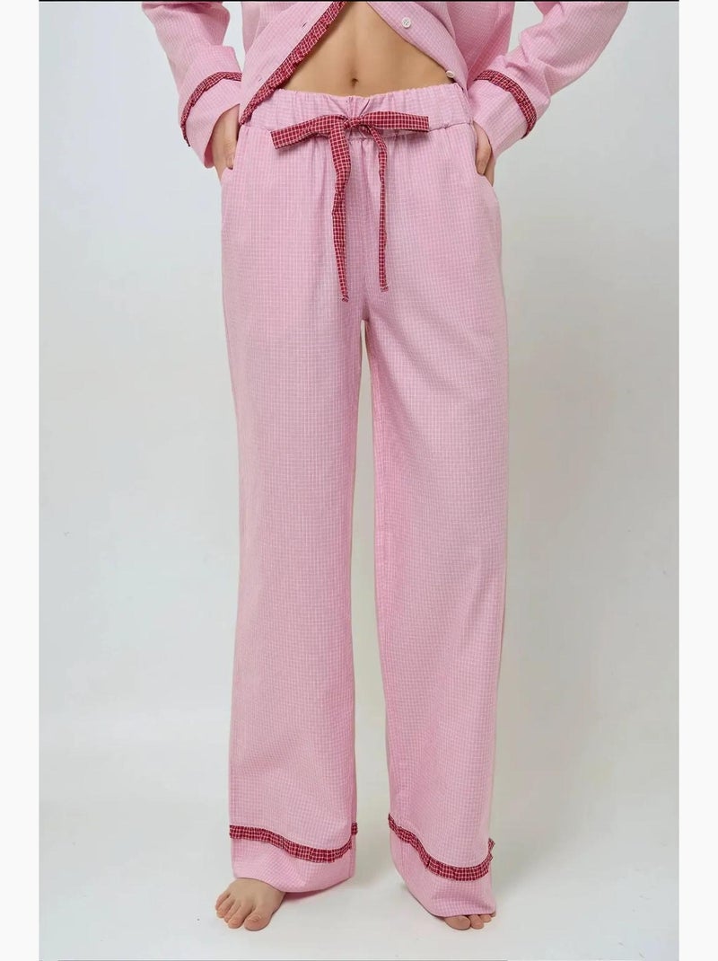 Ensemble pyjama à carreaux et col chemise hiccup Rose - Kiabi