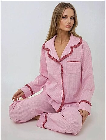 Ensemble pyjama à carreaux et col chemise