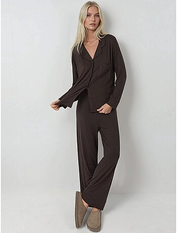Ensemble pyjama à manches longues boutonnées et col chemise