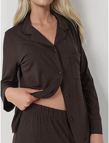 Ensemble pyjama à manches longues boutonnées et col chemise
