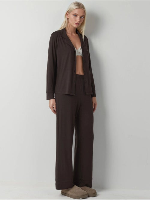 Ensemble pyjama à manches longues boutonnées et col chemise - Kiabi