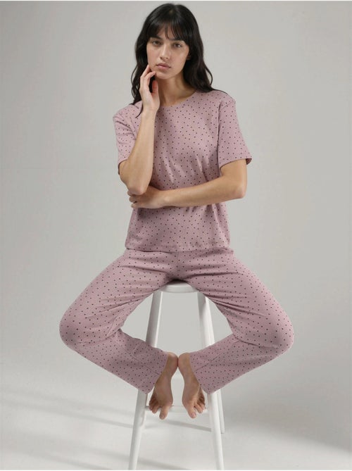 Ensemble pyjama à taille haute et col rond, à motifs - Kiabi