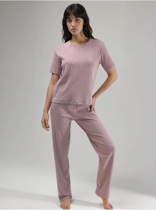 Ensemble pyjama à taille haute et col rond, à motifs - Kiabi