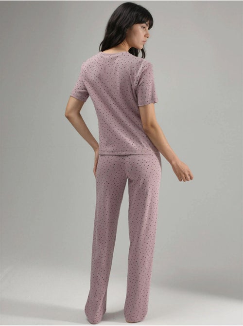 Ensemble pyjama à taille haute et col rond, à motifs - Kiabi