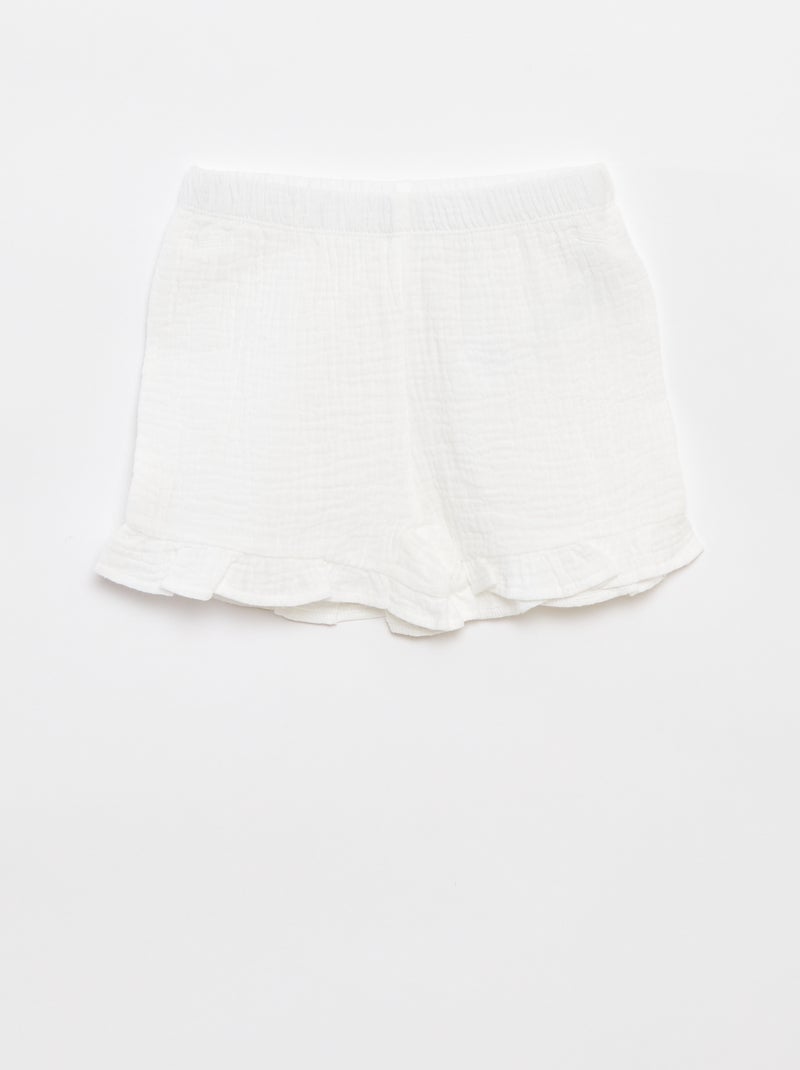Ensemble pyjama blouse + short en lange - 2 pièces Blanc - Kiabi