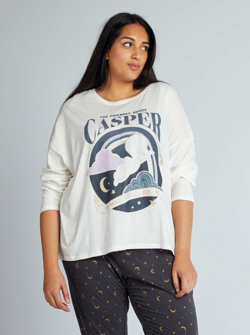 Ensemble pyjama 'Casper' - 2 pièces Blanc/gris - Kiabi