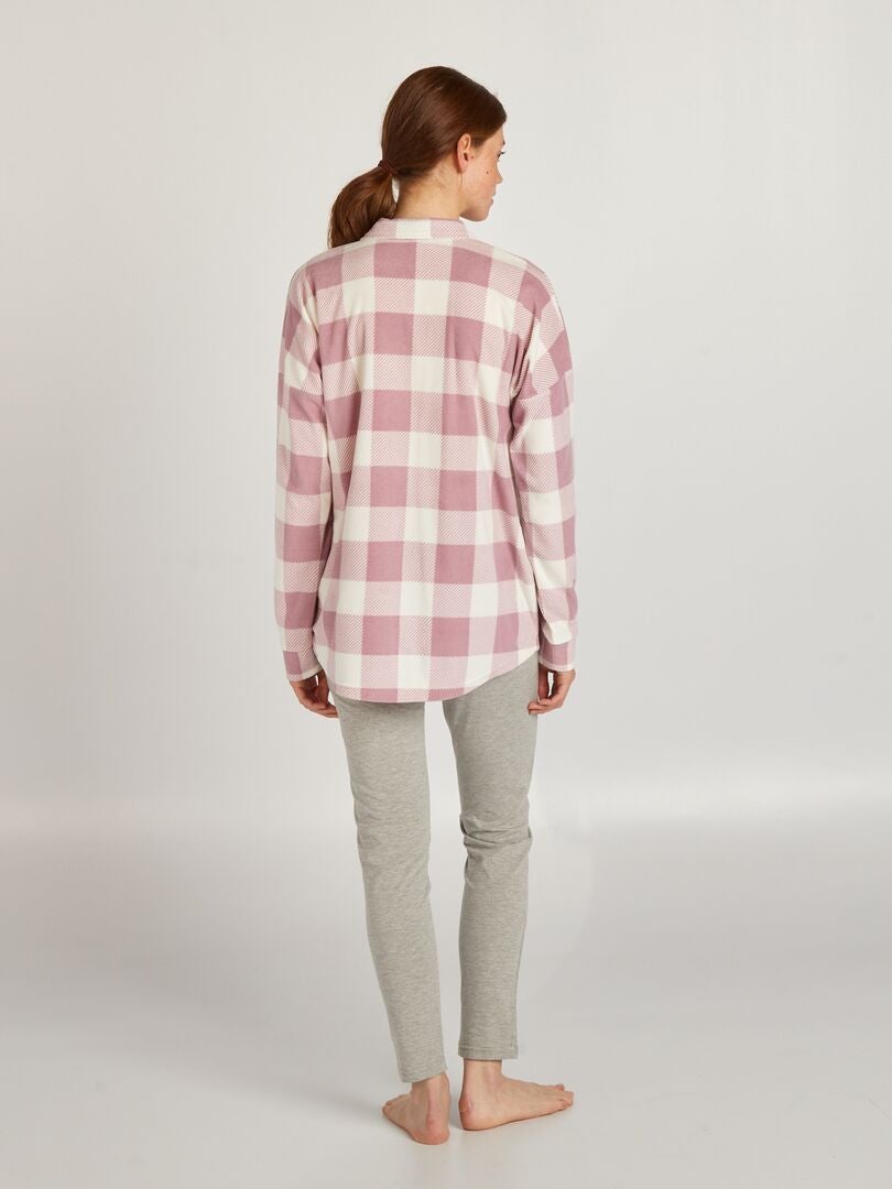 Ensemble pyjama chemise - 2 pièces rose/gris - Kiabi