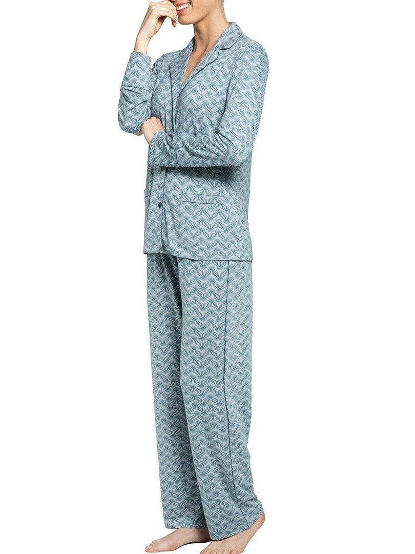 Ensemble pyjama chemise en modal Artisan Bleu - Kiabi