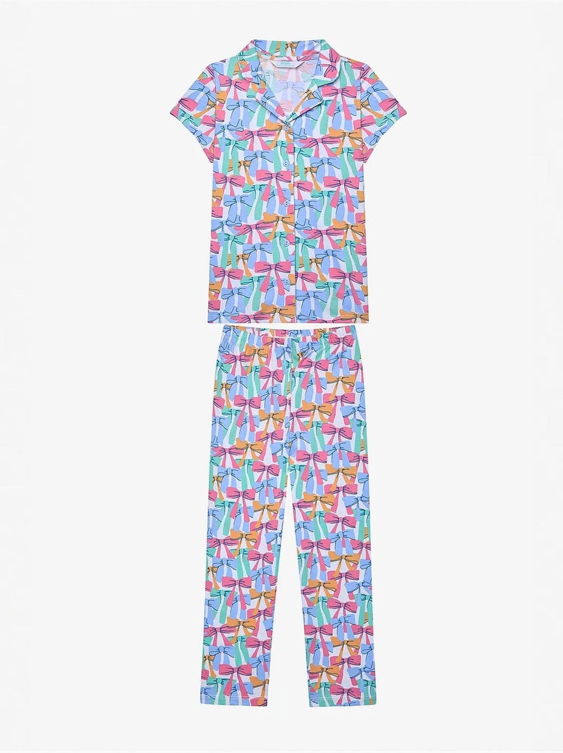 Ensemble pyjama chemise et short à nœuds colorés penti Multicolore - Kiabi