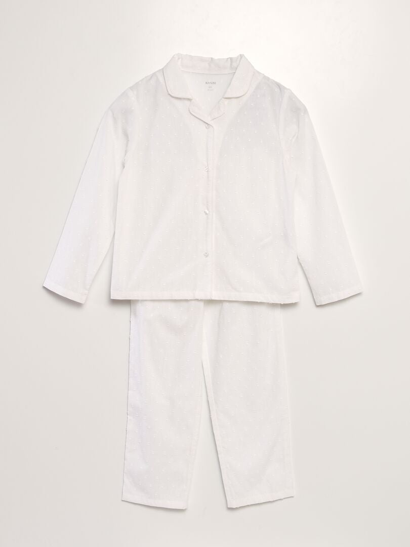 Ensemble pyjama chemise + pantalon - 2 pièces Blanc - Kiabi