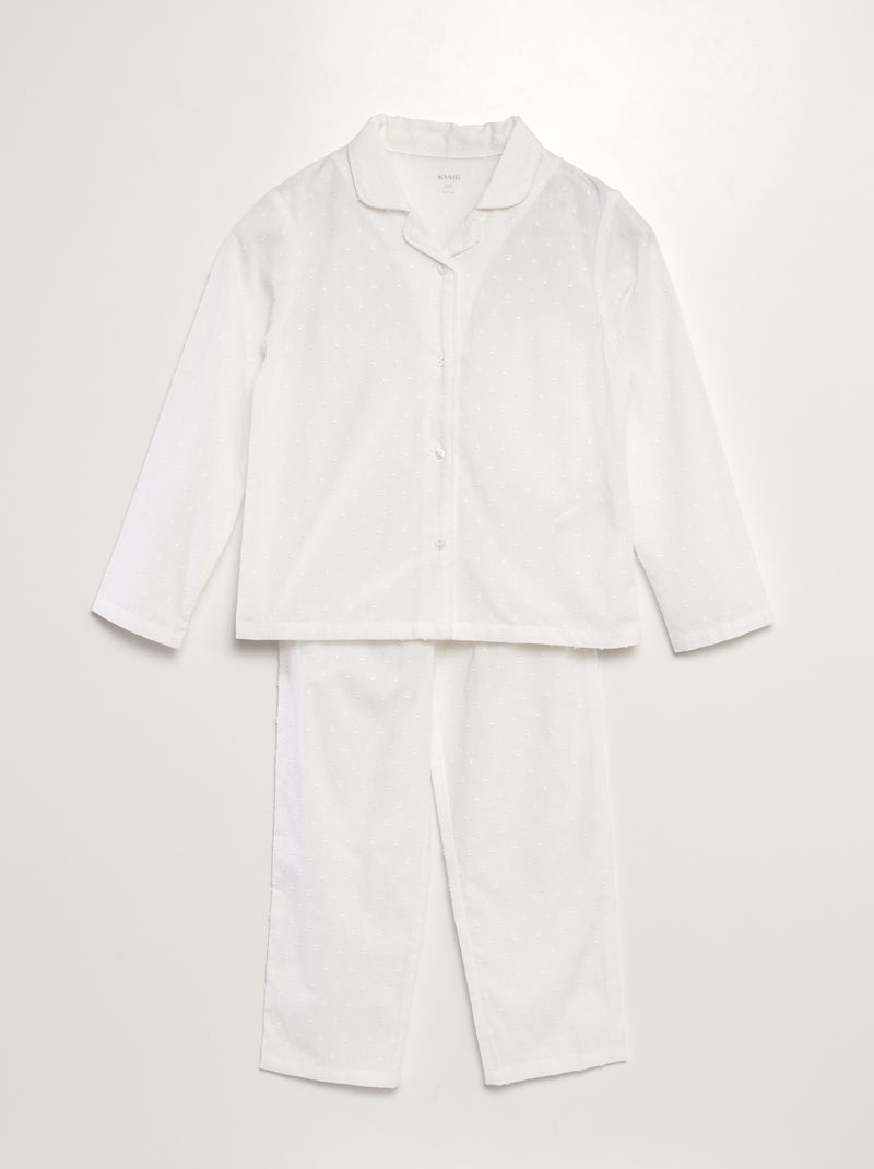 Ensemble pyjama chemise + pantalon - 2 pièces Blanc - Kiabi