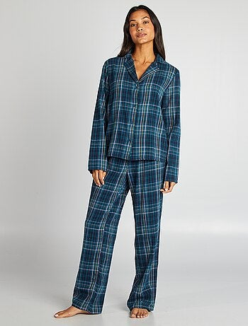 Ensemble pyjama chemise + pantalon à carreaux