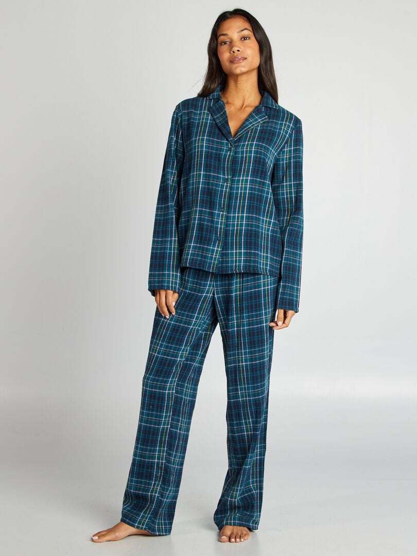 Ensemble pyjama chemise + pantalon à carreaux Vert carreaux - Kiabi