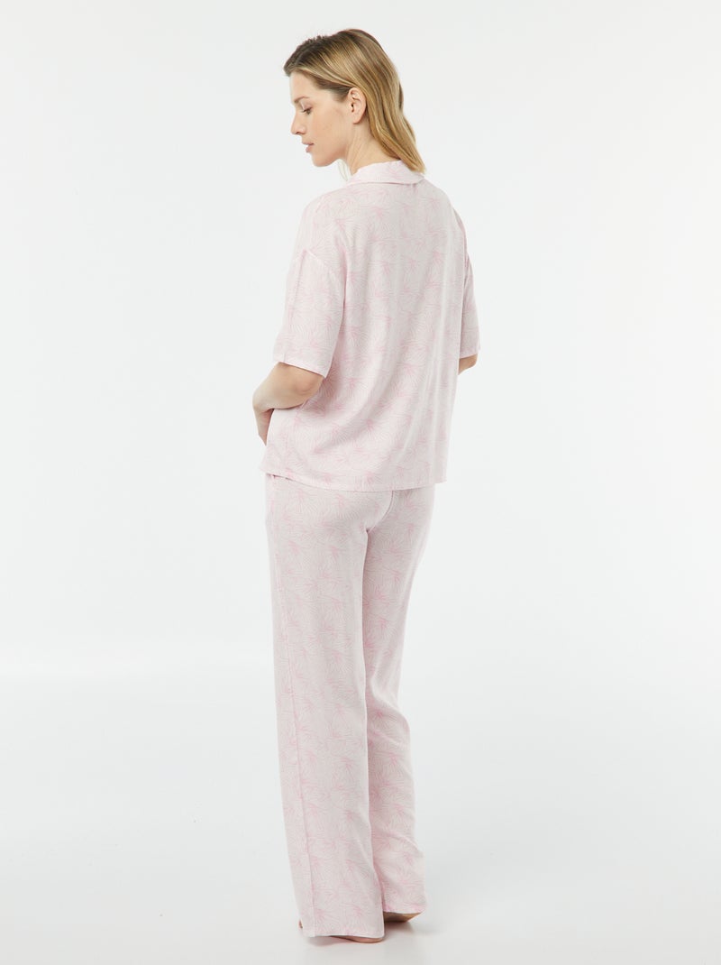 Ensemble pyjama chemisier + pantalon imprimé ROSE - Kiabi
