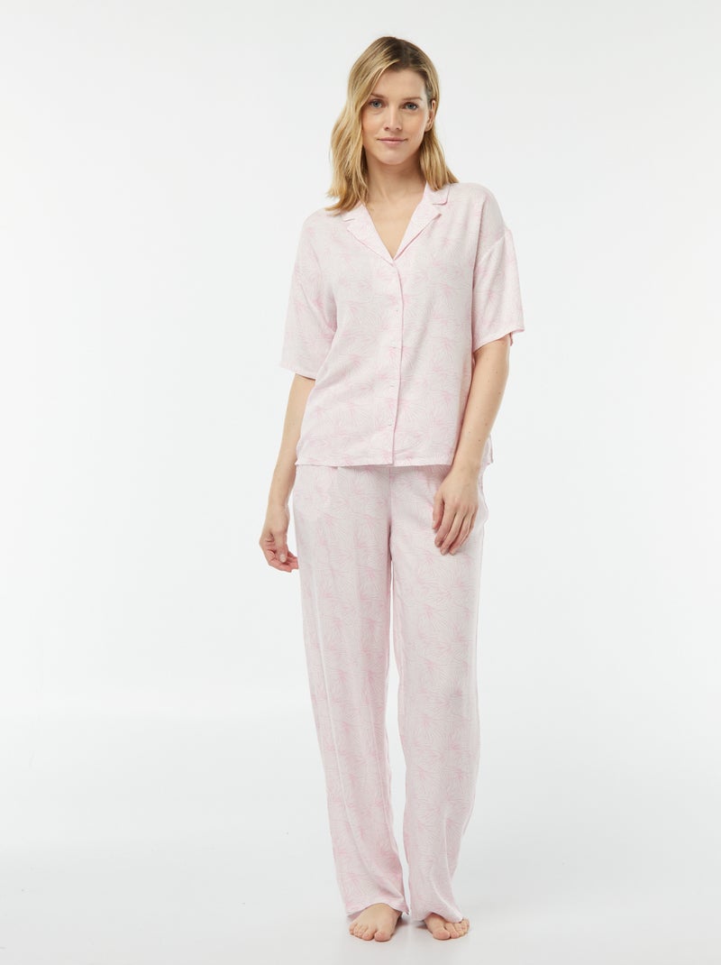 Ensemble pyjama chemisier + pantalon imprimé ROSE - Kiabi