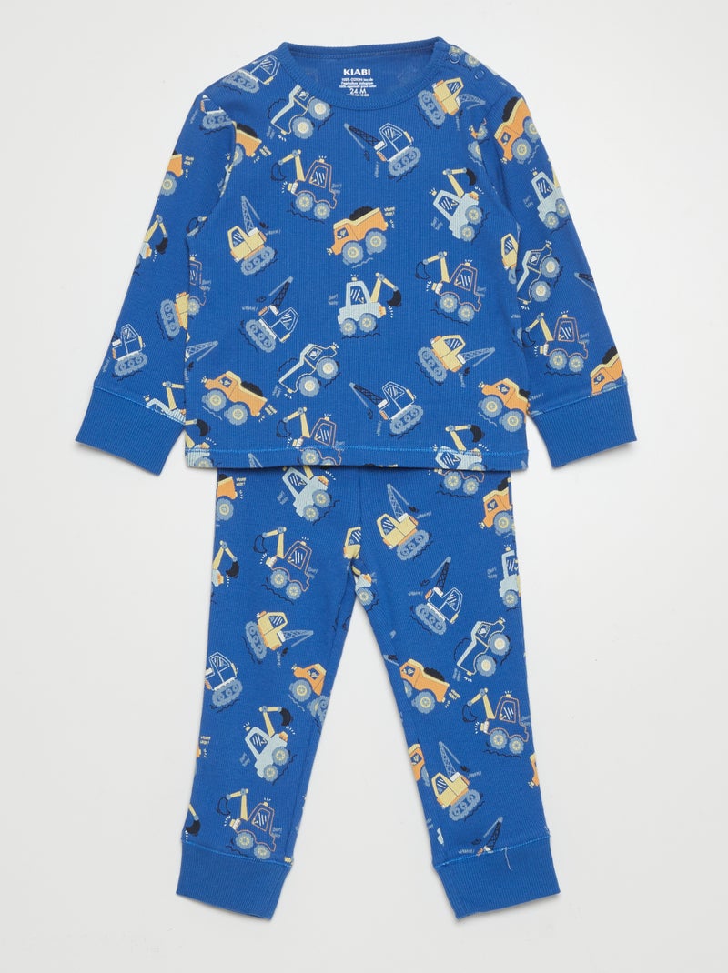 Ensemble pyjama côtelé - 2 pièces Bleu - Kiabi