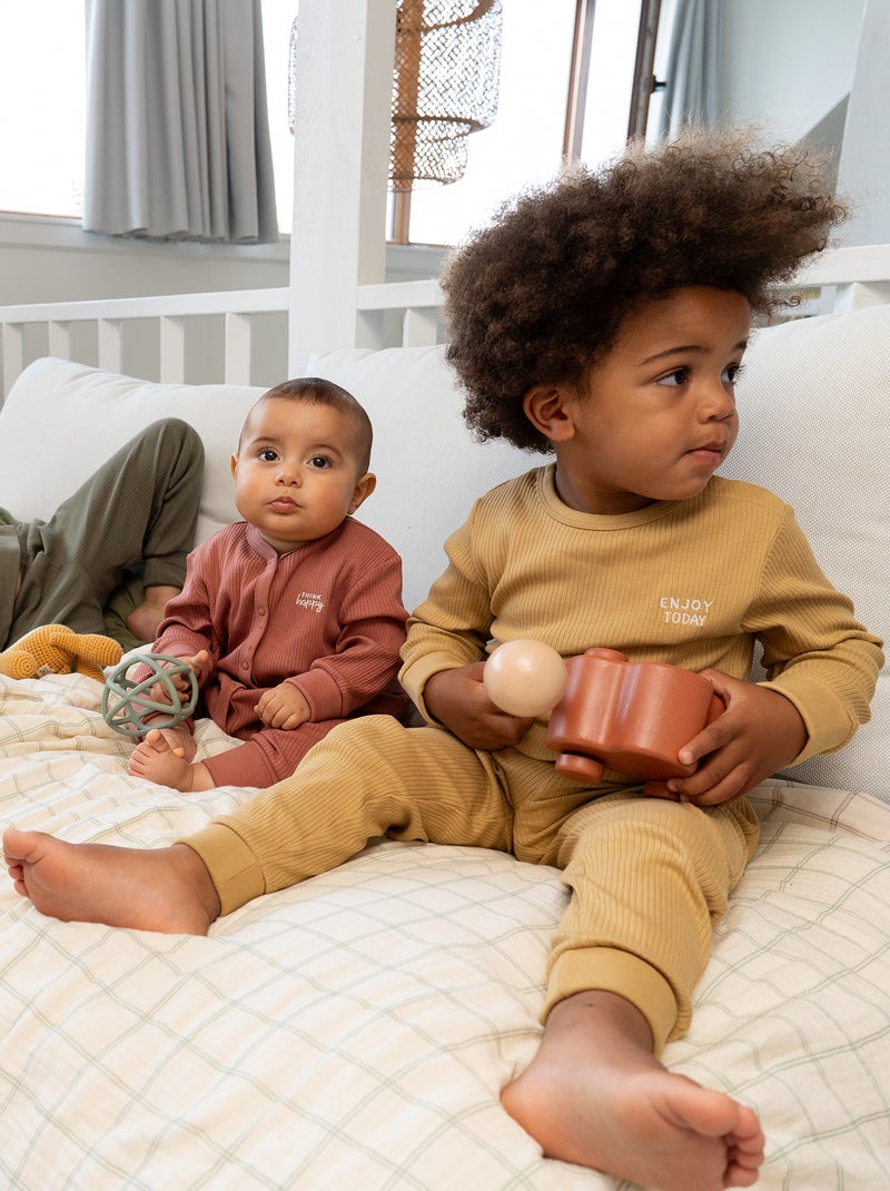 Ensemble pyjama côtelé évolutif - 2 pièces Jaune - Kiabi