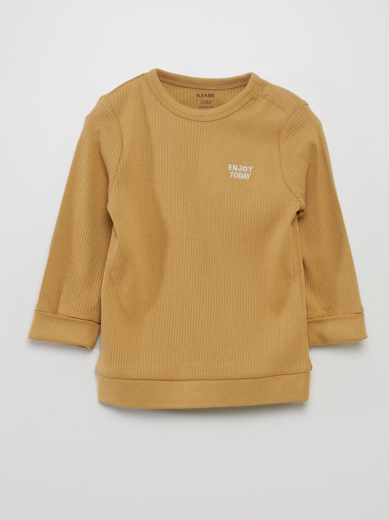 Ensemble pyjama côtelé évolutif - 2 pièces Jaune - Kiabi