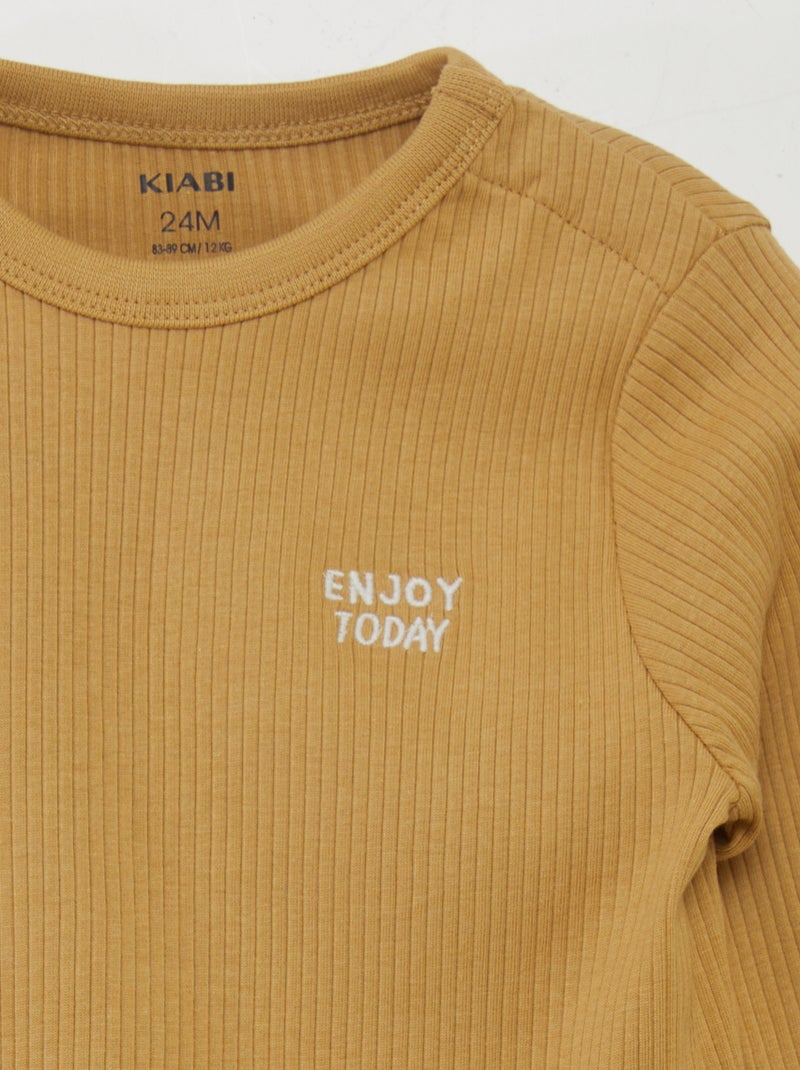 Ensemble pyjama côtelé évolutif - 2 pièces Jaune - Kiabi