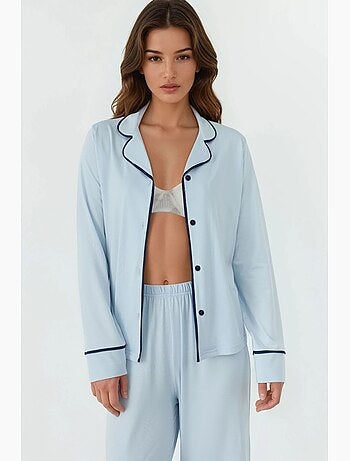 Ensemble pyjama coupe décontractée à manches longues et col chemise hiccup