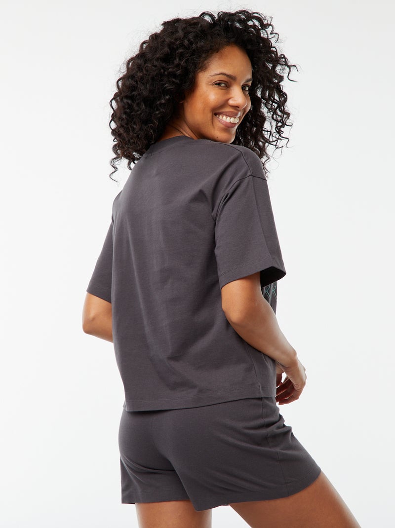 Ensemble pyjama court 'ACDC' - 2 pièces Noir - Kiabi