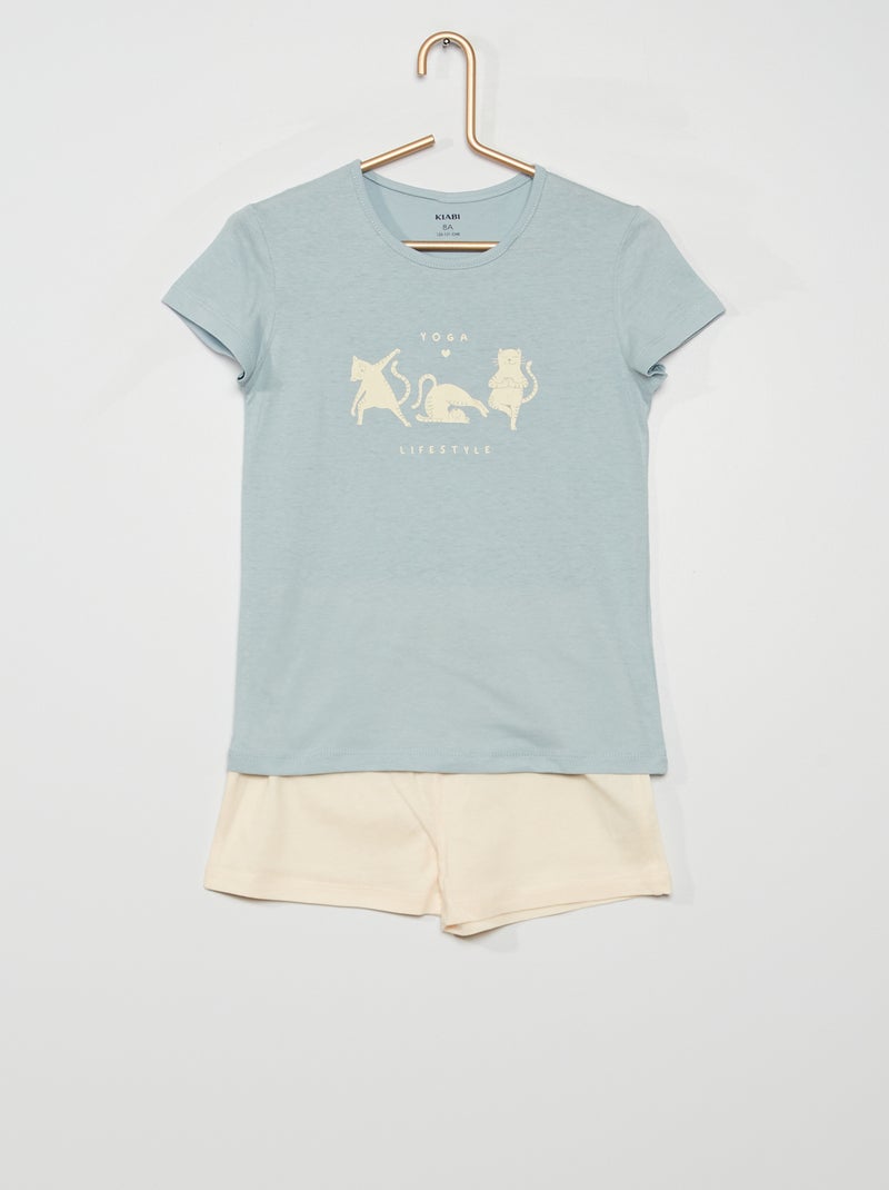 Ensemble pyjama court bleu - Kiabi