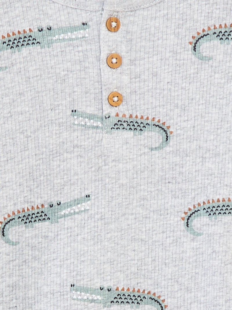 Ensemble pyjama court côtelé - 2 pièces GRIS - Kiabi