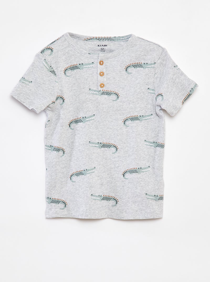 Ensemble pyjama court côtelé - 2 pièces GRIS - Kiabi