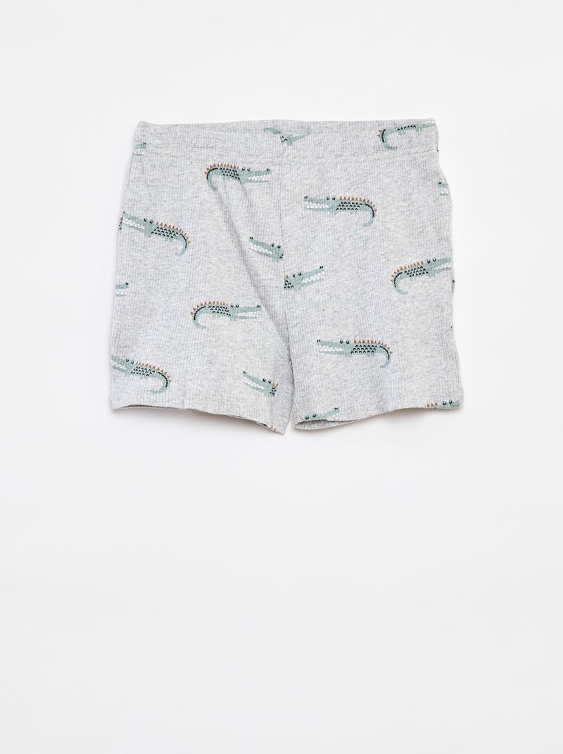 Ensemble pyjama court côtelé - 2 pièces GRIS - Kiabi