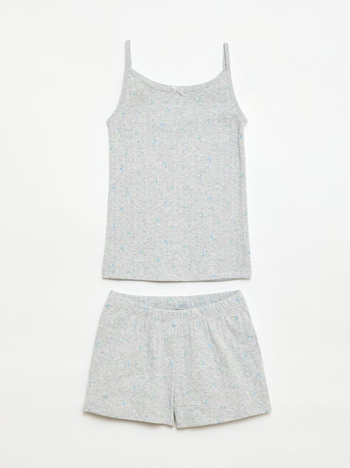 Ensemble pyjama court débardeur + short à motif - 2 pièces - Kiabi