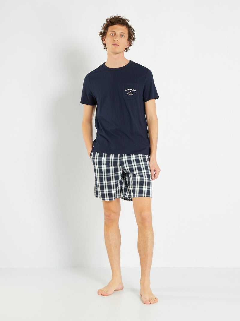 Ensemble pyjama court en jersey - 2 pièces Bleu marine - Kiabi