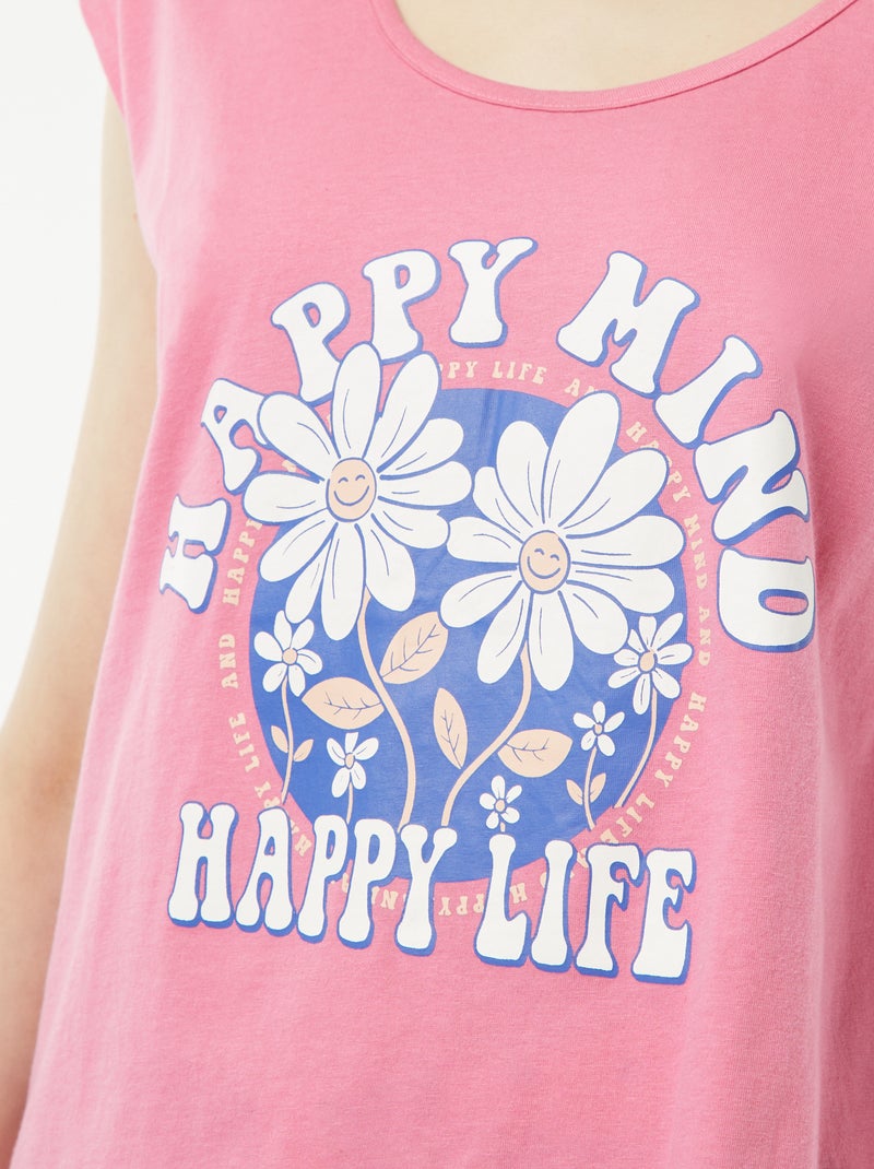 Ensemble pyjama court en pointelle short + t-shirt - 2 pièces Rose - Kiabi